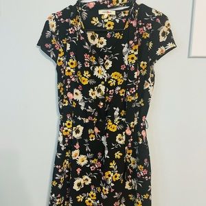 Black Floral Dress - work, dressy, spring/summer